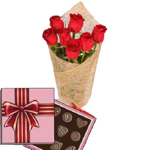 Фото товара 7 красных роз с конфетами