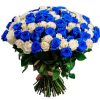 Фото товара 101 белая и синяя роза (крашеная)