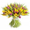 Фото товара 75 тюльпанов микс (все цвета) в корзине