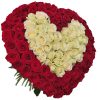 Фото товара Сердце 101 роза - красная, белая